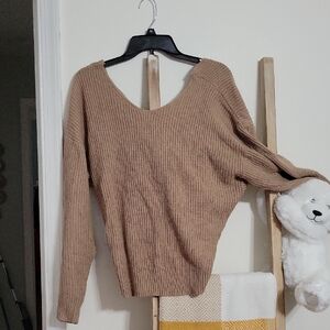 SHEIN Tan Crew Neck Sweater Soft Knit Casual
